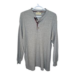 Vintage St. Johns Bay Grey Long Sleeve Waffle Knit Henley Top Men's Small